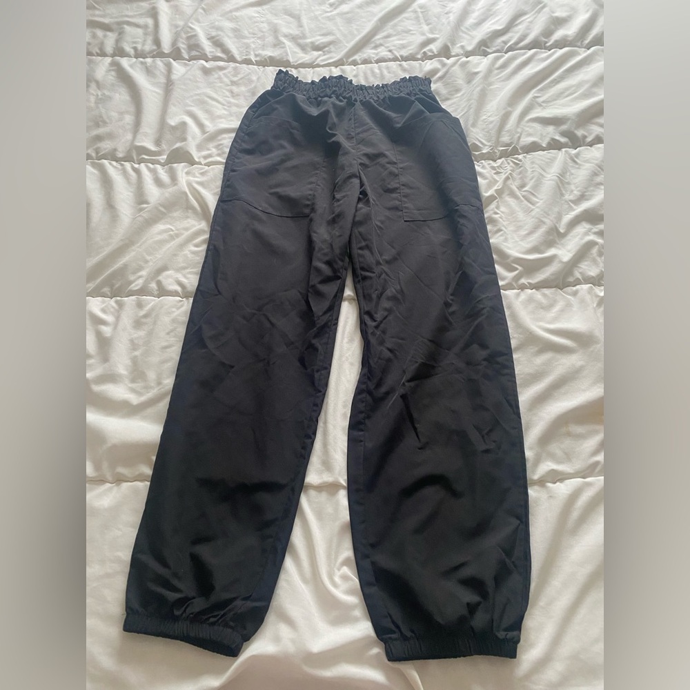 Women's Black Elastic-Waist Track Pants - Picture 3 of 5